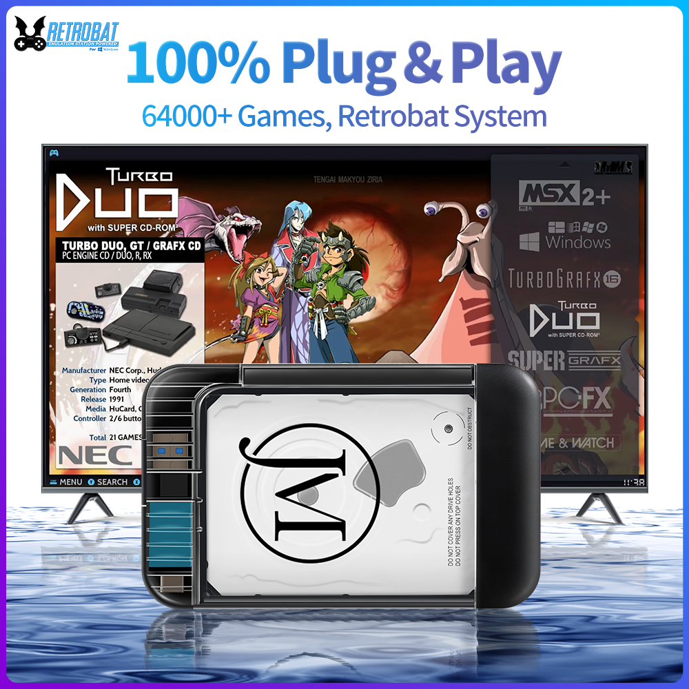 Retro Gaming Os - RETROBAT Portable 500G Gaming HDD Consoles
