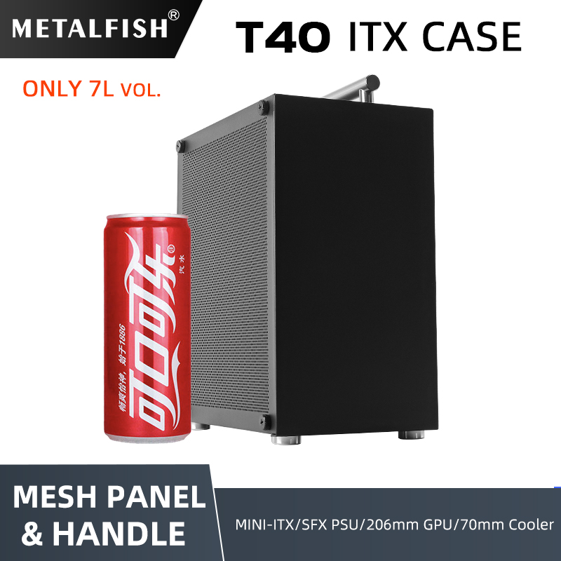 Retro Gaming Pc Case - METALFISH T40 Mini ITX Black Case