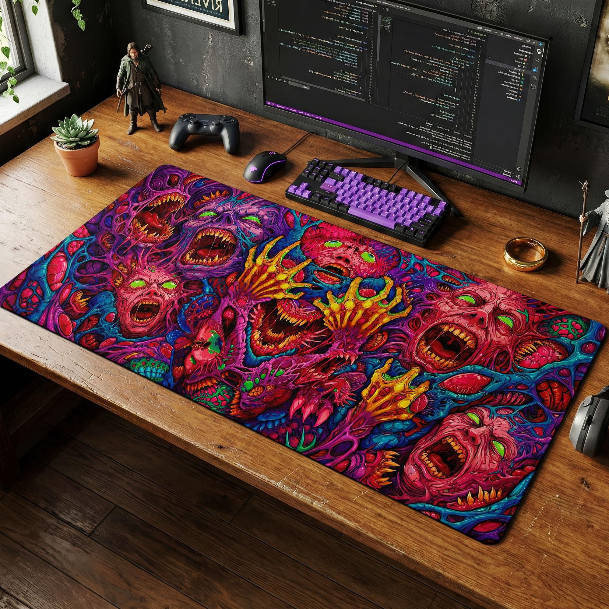 Retro Gaming Art - Japan Red Mouse Pad Neon Gore
