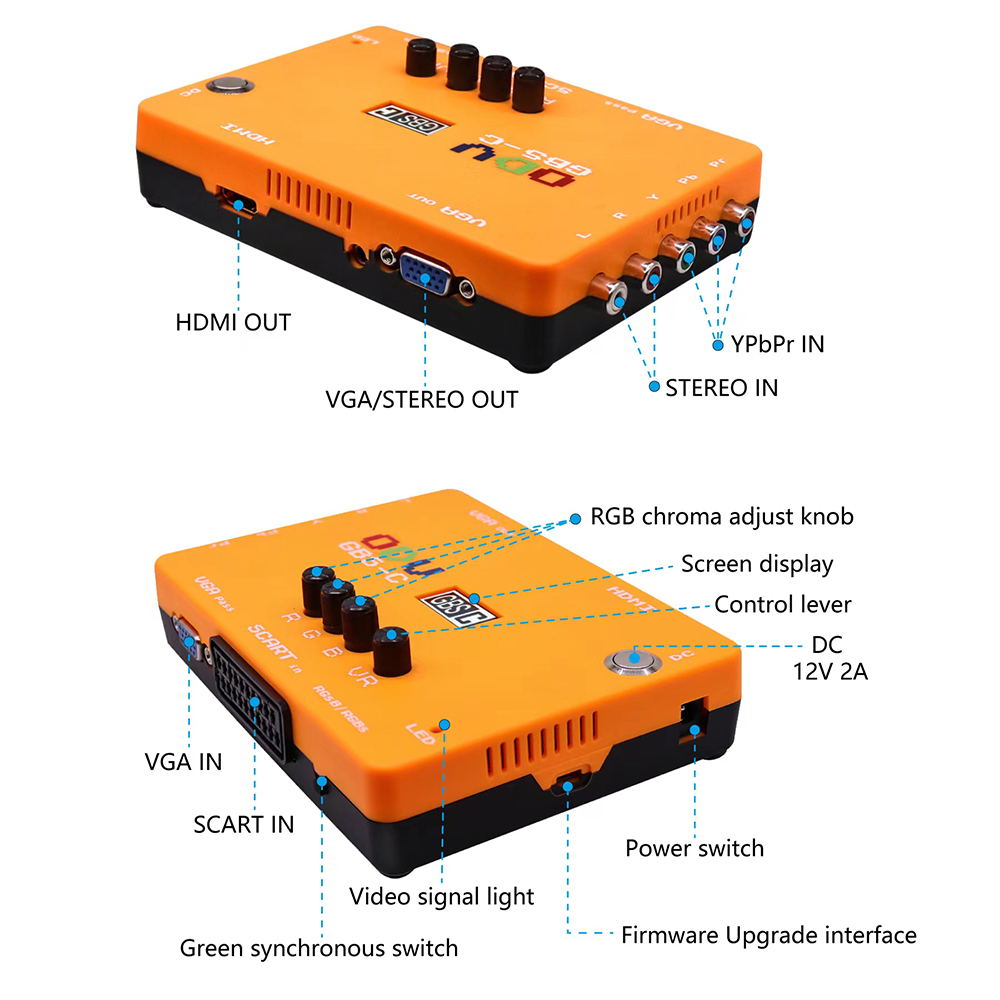 Retro Gaming Handheld - ODV-GBS-C Component/VGA/Scart to VGA/HDMI-Compatible Scan Converter
