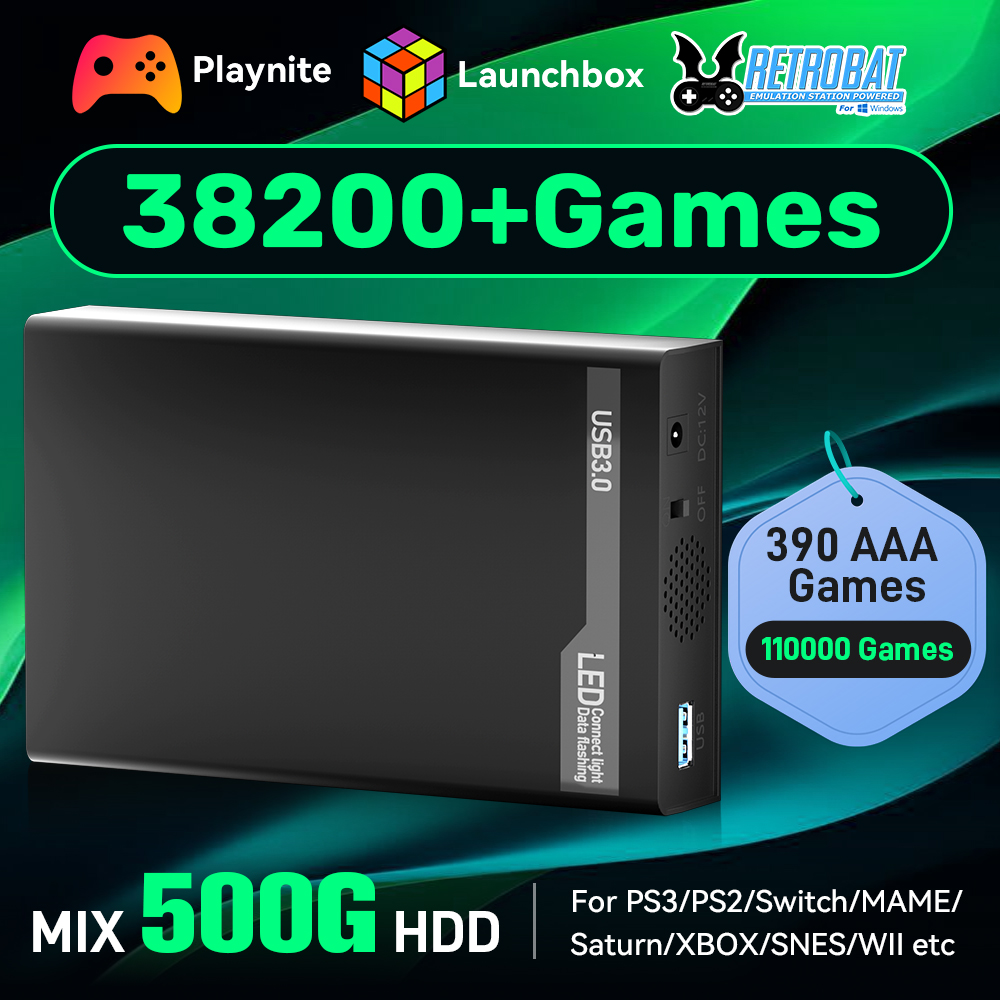 Retro Gaming Os - MIX500G Game Hard Drive With 38200+