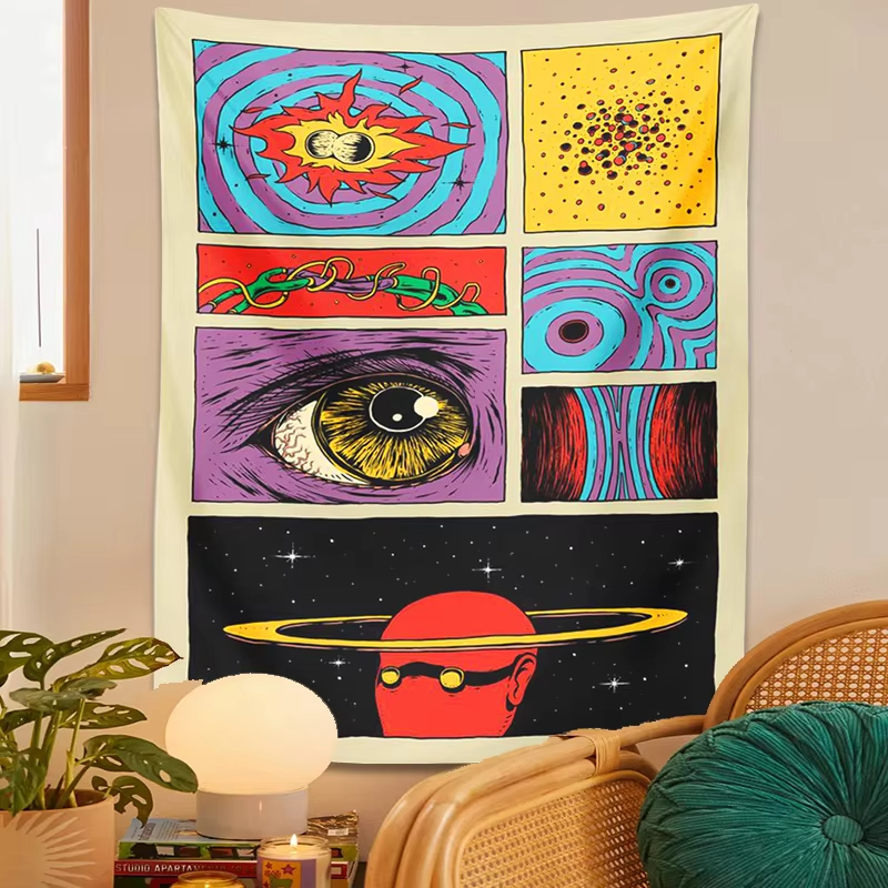 Retro Pop Psychedelic Tapestry - Retro Gaming Universe 评论和价格