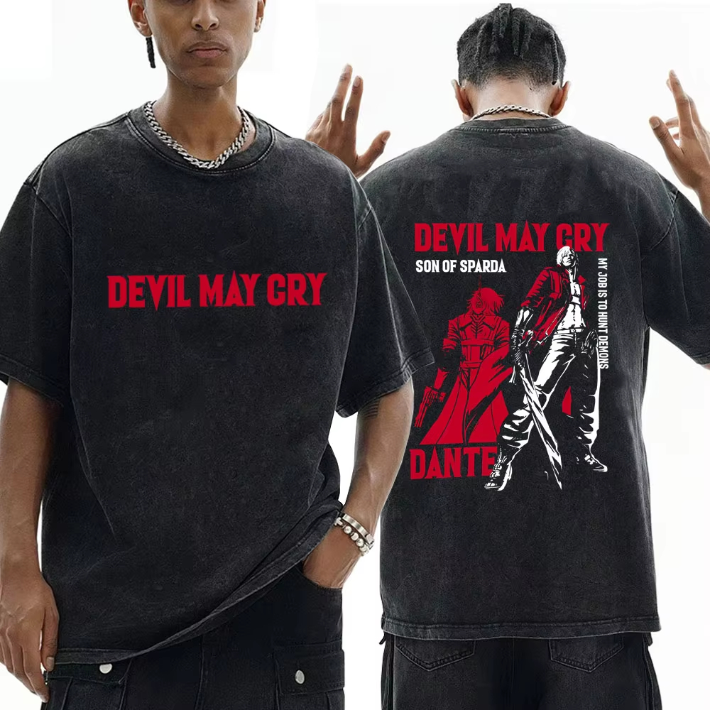 Devil May Cry Retro Washed T-s - Retro Gaming Shop 评论和价格